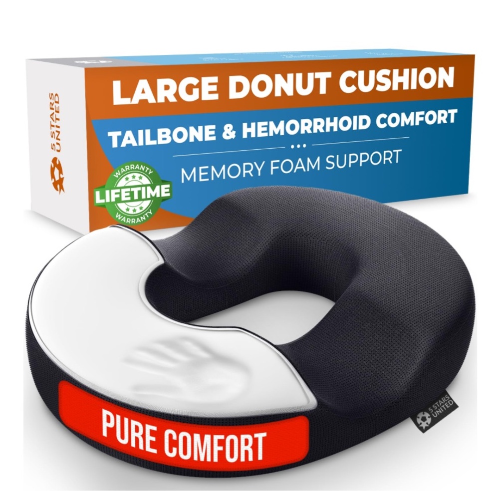 Home/Office Large Memory Foam Donut Cushion Tailbone/Hemerroid Sciatica Relief